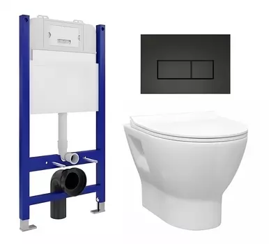 Комплект 3 в 1 инсталляция Enio Tecnico 50 EN8050050 + Унитаз подвесной Enio Nativo EN1270551 + кнопка черная матовая