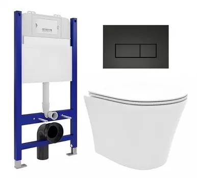 Комплект 3 в 1 инсталляция Enio Tecnico 50 EN8050050 + Унитаз подвесной Enio Neo EN5370588 + кнопка черная матовая