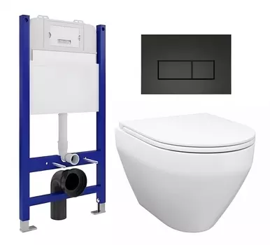 Комплект 3 в 1 инсталляция Enio Tecnico 50 EN8050050 + Унитаз подвесной Enio Cono EN2870522 + кнопка черная матовая