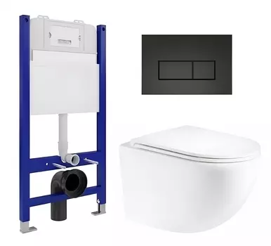 Комплект 3 в 1 инсталляция Enio Tecnico 50 EN8050050 + Унитаз подвесной Enio Unico Tornado EN2105073 + кнопка черная матовая