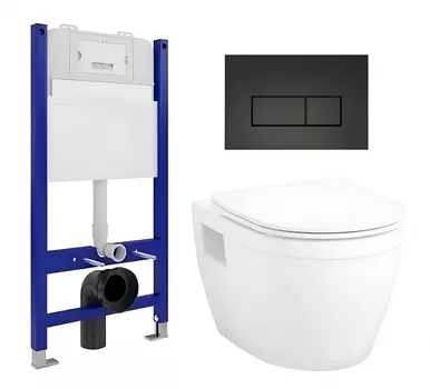 Комплект 3 в 1 инсталляция Enio Tecnico 50 EN8050050 + Унитаз подвесной Enio Bolo EN8350034 + кнопка черная матовая