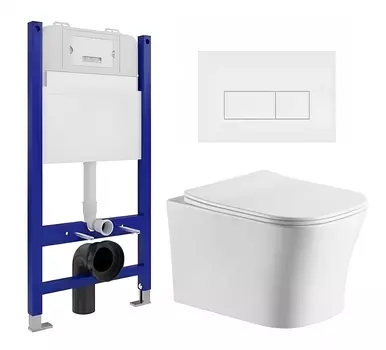 Комплект 3 в 1 инсталляция Enio Tecnico 50 EN8050050 + Подвесной унитаз CeruttiSpa Marmolada aria CT7778 + кнопка белая матовая