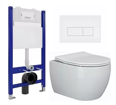 Комплект 3 в 1 инсталляция Enio Tecnico 50 EN8050050 + Унитаз подвесной Ceramica Nova Play CN3001 + кнопка белая матовая