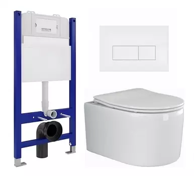 Комплект 3 в 1 инсталляция Enio Tecnico 50 EN8050050 + Унитаз подвесной Ceramica Nova Moments CN3003 + кнопка белая матовая