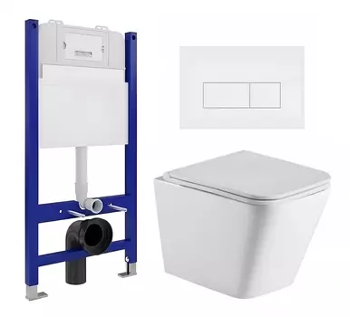 Комплект 3 в 1 инсталляция Enio Tecnico 50 EN8050050 + Подвесной унитаз WeltWasser Gelbach 043 GL-WT + кнопка белая матовая