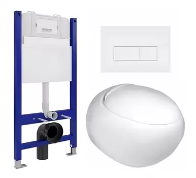 Комплект 3 в 1 инсталляция Enio Tecnico 50 EN8050050 + Подвесной унитаз WeltWasser Jeckenbach + кнопка белая матовая