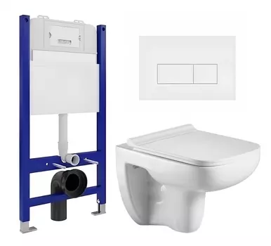 Комплект 3 в 1 инсталляция Enio Tecnico 50 EN8050050 + Подвесной унитаз WeltWasser Kehlbach 004 GL-WT + кнопка белая матовая