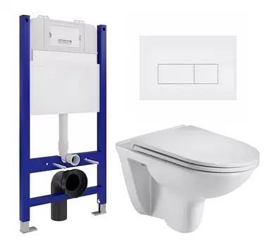 Комплект 3 в 1 инсталляция Enio Tecnico 50 EN8050050 + Подвесной унитаз WeltWasser Baarbach 004 GL-WT + кнопка белая матовая