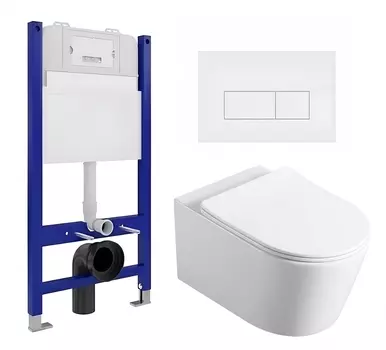 Комплект 3 в 1 инсталляция Enio Tecnico 50 EN8050050 + Унитаз Vincea Cute VT1-24 + кнопка белая матовая