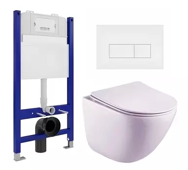 Комплект 3 в 1 инсталляция Enio Tecnico 50 EN8050050 + Унитаз подвесной Esbano Lotus ESUPLOTUW + кнопка белая матовая
