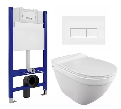 Комплект 3 в 1 инсталляция Enio Tecnico 50 EN8050050 + Унитаз подвесной Iddis Cloud CLORDSEi25 + кнопка белая матовая