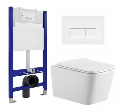Комплект 3 в 1 инсталляция Enio Tecnico 50 EN8050050 + Подвесной унитаз SinteSi BALTI + кнопка белая матовая