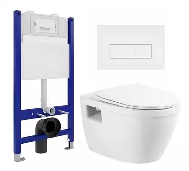 Комплект 3 в 1 инсталляция Enio Tecnico 50 EN8050050 + Унитаз подвесной BelBagno Loto BB070CHR/SC + кнопка белая матовая