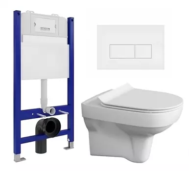 Комплект 3 в 1 инсталляция Enio Tecnico 50 EN8050050 + Унитаз подвесной Cersanit City New + кнопка белая матовая