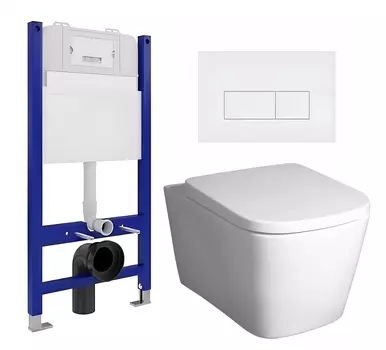 Комплект 3 в 1 инсталляция Enio Tecnico 50 EN8050050 + Унитаз подвесной BelBagno Albano BB120CHR + кнопка белая матовая