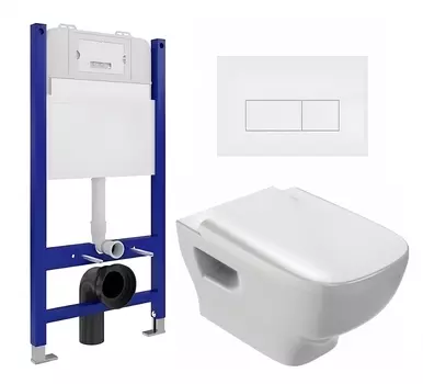 Комплект 3 в 1 инсталляция Enio Tecnico 50 EN8050050 + Унитаз подвесной Jacob Delafon Struktura EDE102-00 + кнопка белая матовая