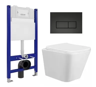 Комплект 3 в 1 инсталляция Enio Tecnico 50 EN8050050 + Унитаз подвесной Taliente Correto CR25200 + кнопка черная матовая
