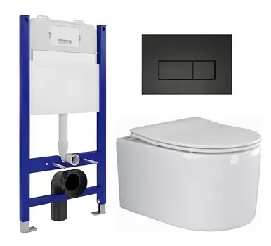 Комплект 3 в 1 инсталляция Enio Tecnico 50 EN8050050 + Унитаз подвесной Ceramica Nova Moments CN3003 + кнопка черная матовая