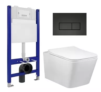 Комплект 3 в 1 инсталляция Enio Tecnico 50 EN8050050 + Унитаз Vincea Q-Line VT1-12 + кнопка черная матовая