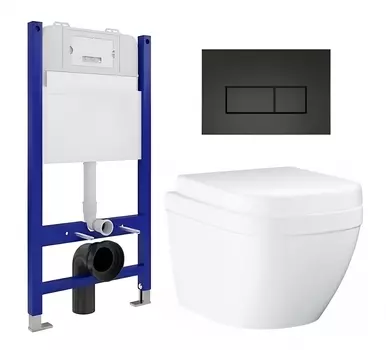 Комплект 3 в 1 инсталляция Enio Tecnico 50 EN8050050 + Унитаз подвесной Grohe Euro Ceramic 39206000 + кнопка черная матовая