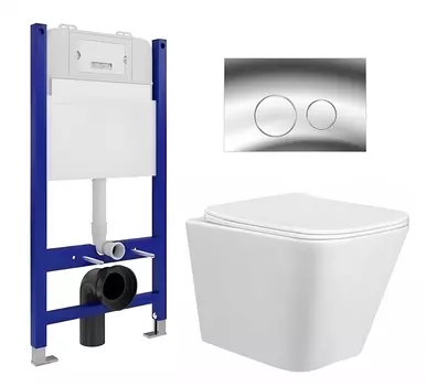Комплект 3 в 1 инсталляция Enio Tecnico 50 EN8050050 + Унитаз подвесной Taliente Correto CR25200 + кнопка хром