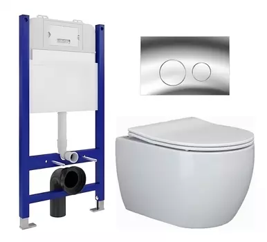 Комплект 3 в 1 инсталляция Enio Tecnico 50 EN8050050 + Унитаз подвесной Ceramica Nova Play CN3001 + кнопка хром