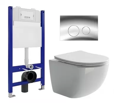 Комплект 3 в 1 инсталляция Enio Tecnico 50 EN8050050 + Унитаз подвесной Ceramica Nova Forma CN3009 + кнопка хром