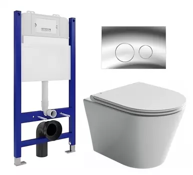 Комплект 3 в 1 инсталляция Enio Tecnico 50 EN8050050 + Унитаз подвесной Ceramica Nova Forma CN3011 + кнопка хром