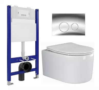 Комплект 3 в 1 инсталляция Enio Tecnico 50 EN8050050 + Унитаз подвесной Ceramica Nova Moments CN3003 + кнопка хром