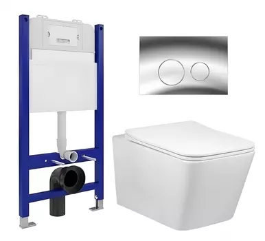 Комплект 3 в 1 инсталляция Enio Tecnico 50 EN8050050 + Унитаз Vincea Q-Line VT1-12 + кнопка хром