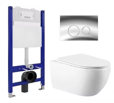Комплект 3 в 1 инсталляция Enio Tecnico 50 EN8050050 + Унитаз подвесной Vincea Evo VT1-34 + кнопка хром