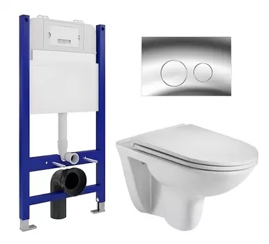 Комплект 3 в 1 инсталляция Enio Tecnico 50 EN8050050 + Подвесной унитаз WeltWasser Baarbach 004 GL-WT + кнопка хром