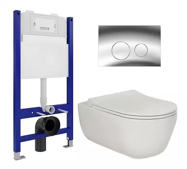 Комплект 3 в 1 инсталляция Enio Tecnico 50 EN8050050 + Унитаз подвесной Berges Wasserhaus Ego XL 082118 + кнопка хром