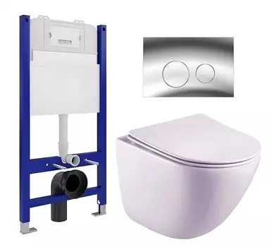 Комплект 3 в 1 инсталляция Enio Tecnico 50 EN8050050 + Унитаз подвесной Esbano Lotus ESUPLOTUW + кнопка хром