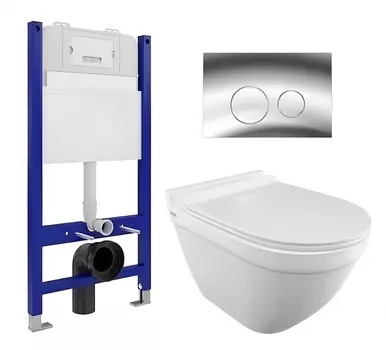 Комплект 3 в 1 инсталляция Enio Tecnico 50 EN8050050 + Унитаз подвесной Iddis Cloud CLORDSEi25 + кнопка хром