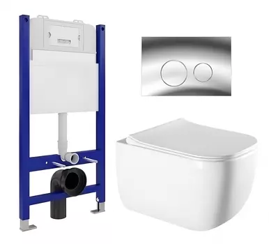 Комплект 3 в 1 инсталляция Enio Tecnico 50 EN8050050 + Унитаз подвесной Vincea Form VT1-35 + кнопка хром