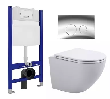 Комплект 3 в 1 инсталляция Enio Tecnico 50 EN8050050 + Подвесной унитаз SinteSi EVI + кнопка хром