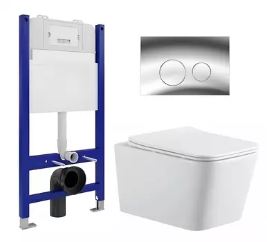 Комплект 3 в 1 инсталляция Enio Tecnico 50 EN8050050 + Подвесной унитаз SinteSi BALTI + кнопка хром