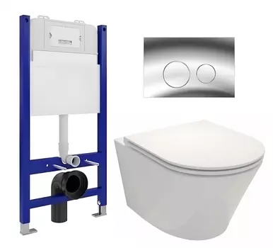 Комплект 3 в 1 инсталляция Enio Tecnico 50 EN8050050 + Унитаз подвесной Jacob Delafon Rodin+ EDY102-00 + кнопка хром