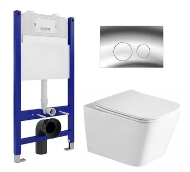 Комплект 3 в 1 инсталляция Enio Tecnico 50 EN8050050 + Унитаз подвесной SantiLine SL-5007 + кнопка хром