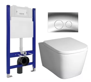 Комплект 3 в 1 инсталляция Enio Tecnico 50 EN8050050 + Унитаз подвесной BelBagno Albano BB120CHR + кнопка хром