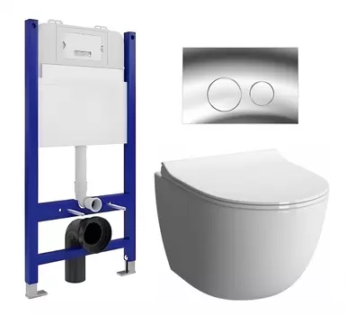 Комплект 3 в 1 инсталляция Enio Tecnico 50 EN8050050 + Унитаз подвесной VitrA Sento 7748В003-0075 + кнопка хром