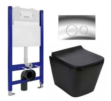 Комплект 3 в 1 инсталляция Enio Tecnico 50 EN8050050 + Подвесной унитаз WeltWasser Gelbach 041 MT-BL + кнопка хром