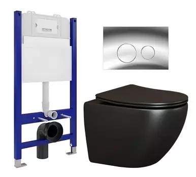 Комплект 3 в 1 инсталляция Enio Tecnico 50 EN8050050 + Унитаз подвесной Ceramica Nova Metropol CN4002MB + кнопка хром