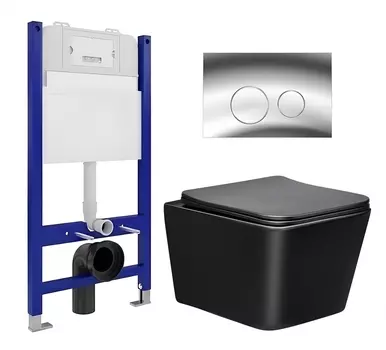 Комплект 3 в 1 инсталляция Enio Tecnico 50 EN8050050 + Унитаз Vincea Q-Line VT1-12MB + кнопка хром