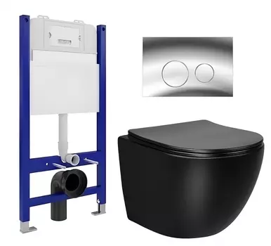 Комплект 3 в 1 инсталляция Enio Tecnico 50 EN8050050 + Унитаз Vincea Globo VT1-14MB + кнопка хром