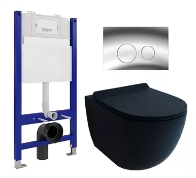 Комплект 3 в 1 инсталляция Enio Tecnico 50 EN8050050 + Унитаз подвесной Esbano Garcia + кнопка хром