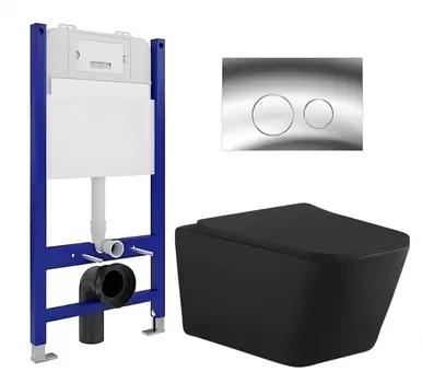 Комплект 3 в 1 инсталляция Enio Tecnico 50 EN8050050 + Унитаз подвесной Aquanet Tavr-W BW 287011 + кнопка хром