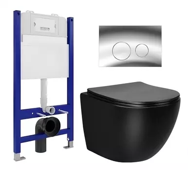 Комплект 3 в 1 инсталляция Enio Tecnico 50 EN8050050 + Унитаз Vincea Globo VT1-14SMB + кнопка хром