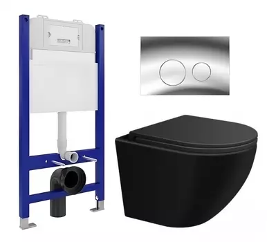 Комплект 3 в 1 инсталляция Enio Tecnico 50 EN8050050 + Подвесной унитаз SinteSi EVI + кнопка хром